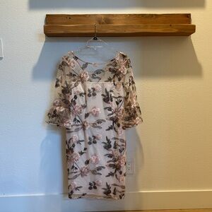 Adrianna Papell Pink Floral Midi Dress